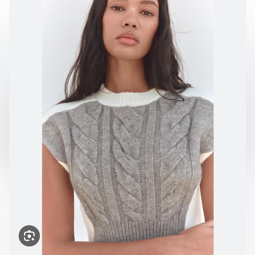 ZARA Two-Tone Knit Cropped Sweater Vest - Picture 10 of 10